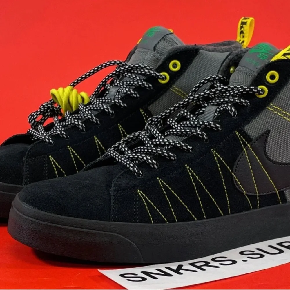 Nike High-Top Skate Sneakers in Black, Gray & Yellow